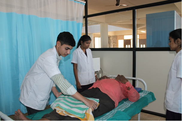 Doctor attending to a patient in a clinic setting